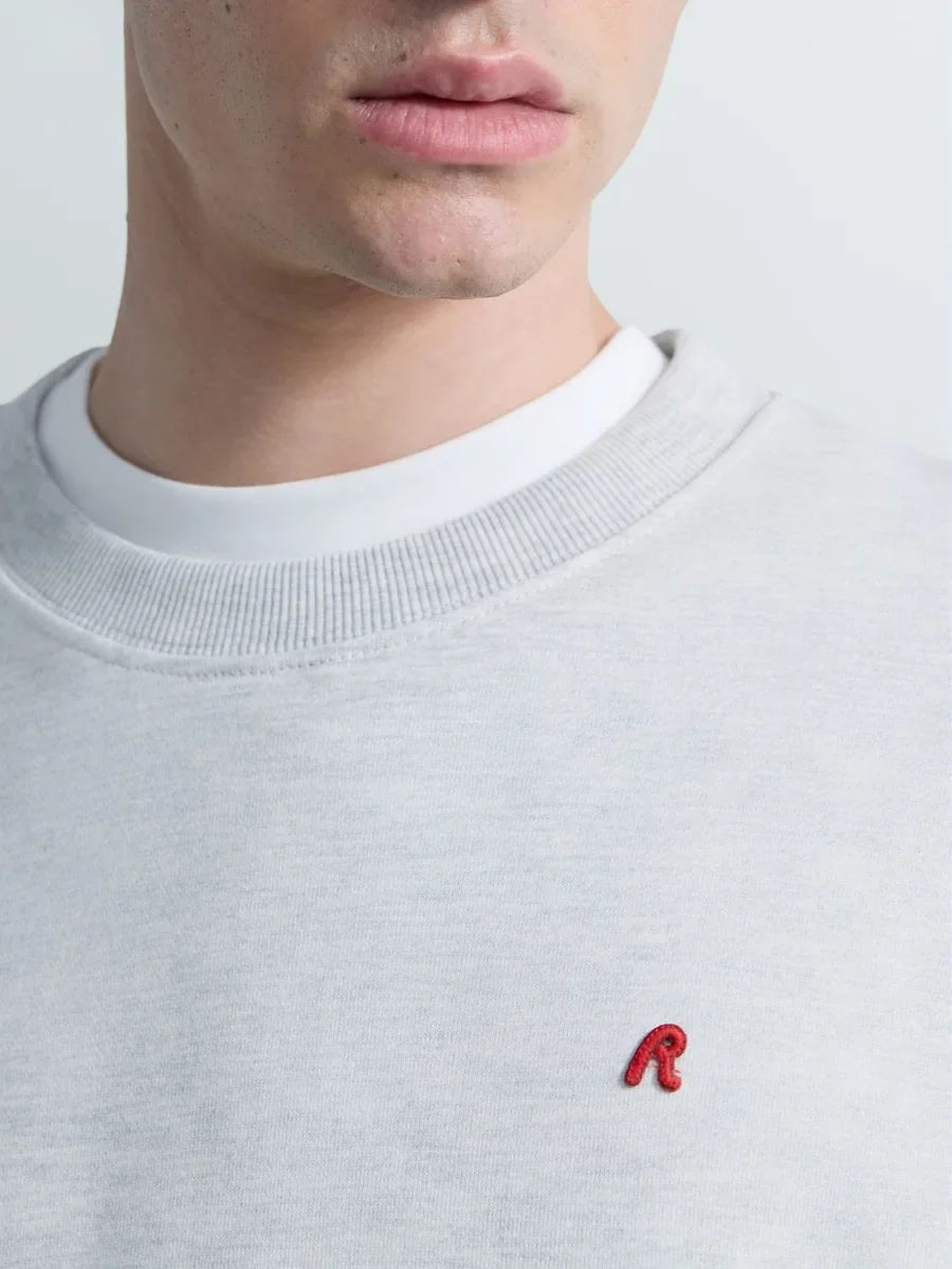 REPLAY MEN'S TERRY COTTON SWEATSHIRT WITH R EMBROIDERY