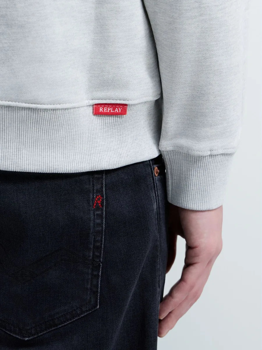 REPLAY MEN'S TERRY COTTON SWEATSHIRT WITH R EMBROIDERY