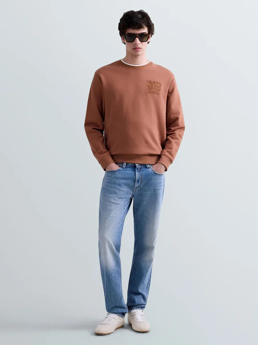 REPLAY MEN'S TERRY COTTON SWEATSHIRT WITH EMBROIDERY