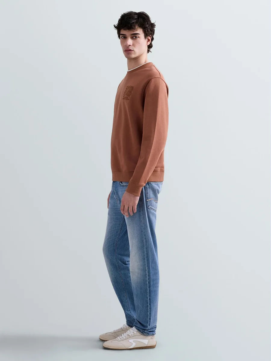 REPLAY MEN'S TERRY COTTON SWEATSHIRT WITH EMBROIDERY