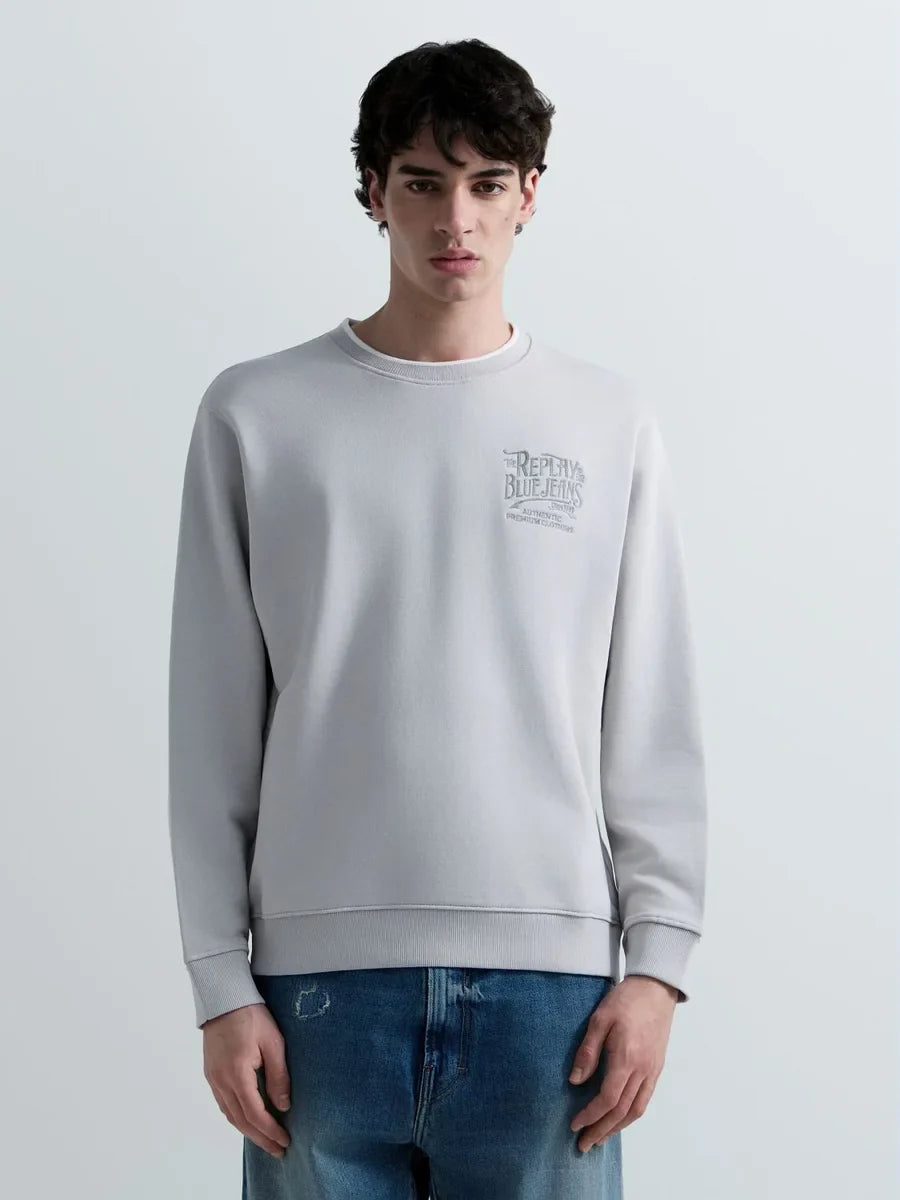 REPLAY MEN'S TERRY COTTON SWEATSHIRT WITH EMBROIDERY