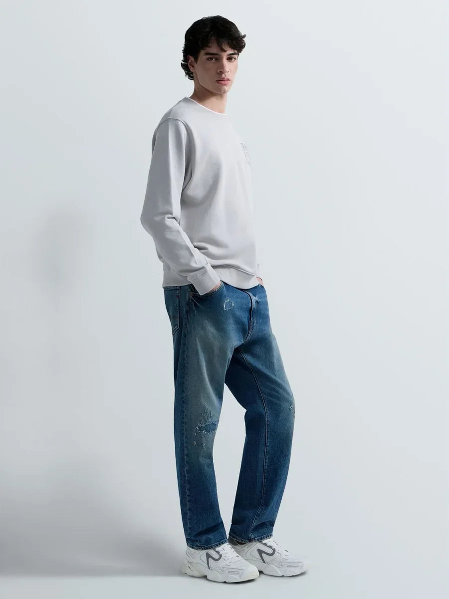 REPLAY MEN'S TERRY COTTON SWEATSHIRT WITH EMBROIDERY