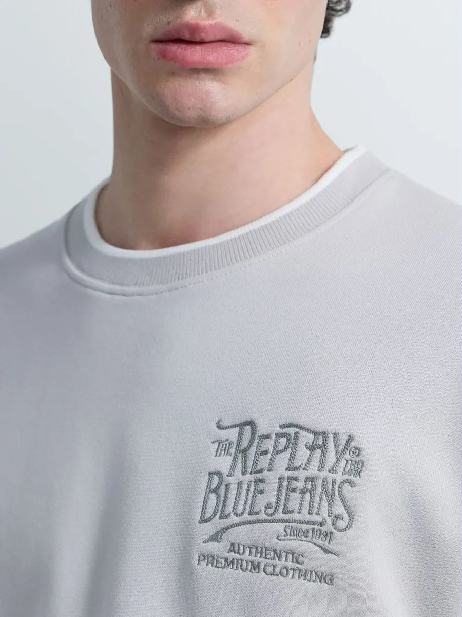 REPLAY MEN'S TERRY COTTON SWEATSHIRT WITH EMBROIDERY