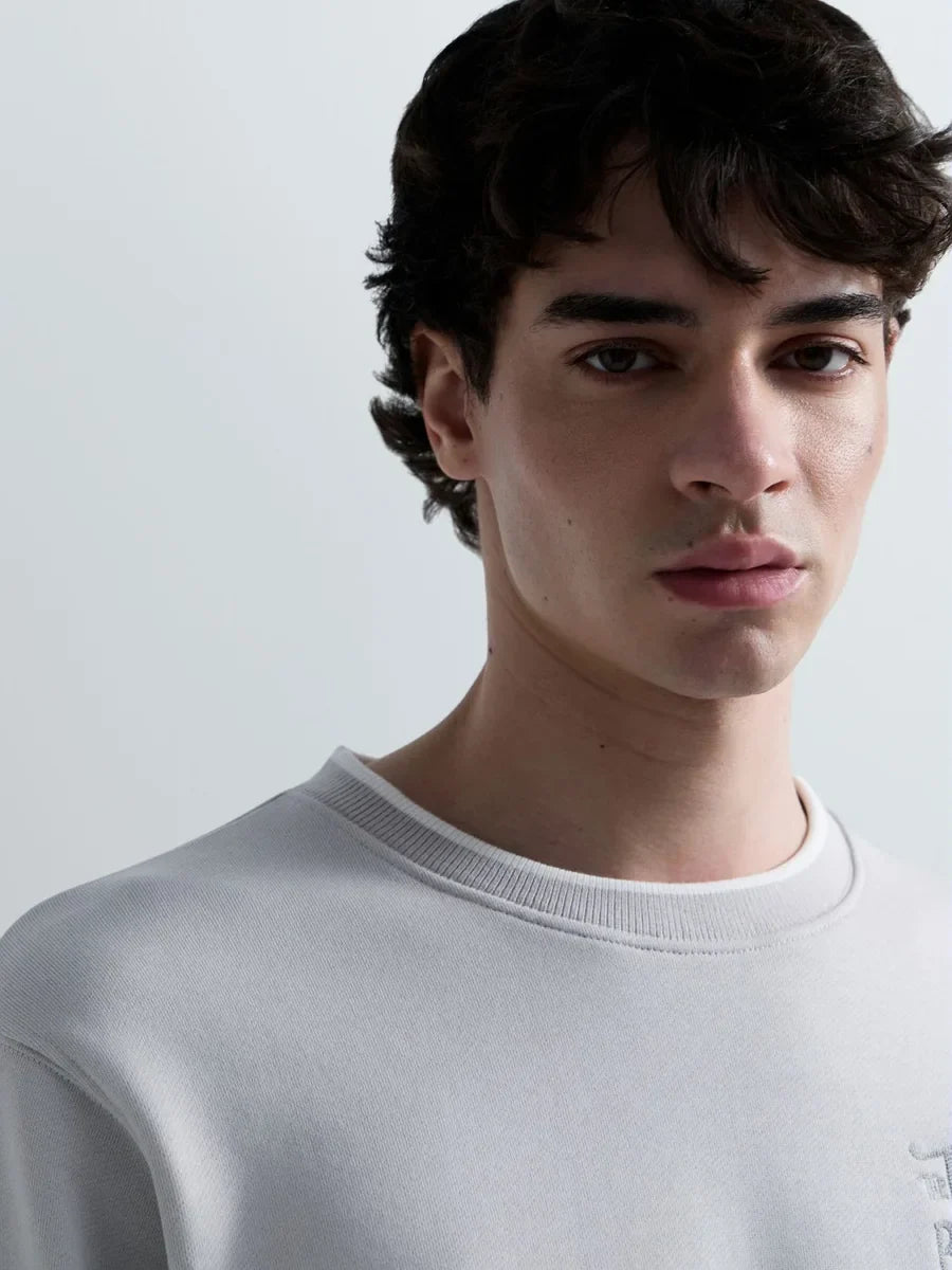 REPLAY MEN'S TERRY COTTON SWEATSHIRT WITH EMBROIDERY