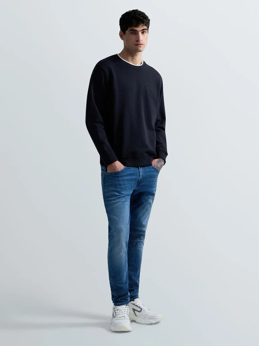 REPLAY MEN'S TERRY COTTON SWEATSHIRT WITH EMBROIDERY
