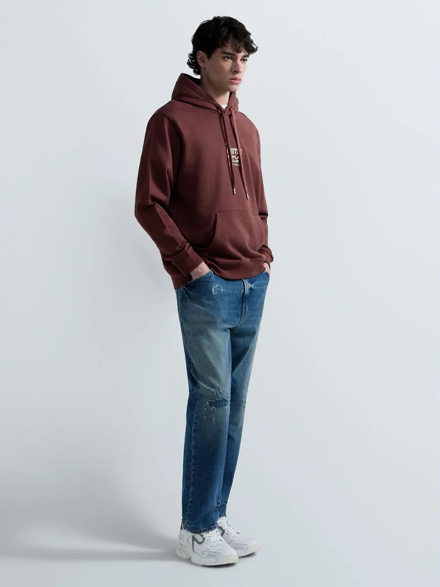 REPLAY MEN'S TERRY COTTON HOODIE WITH PRINT