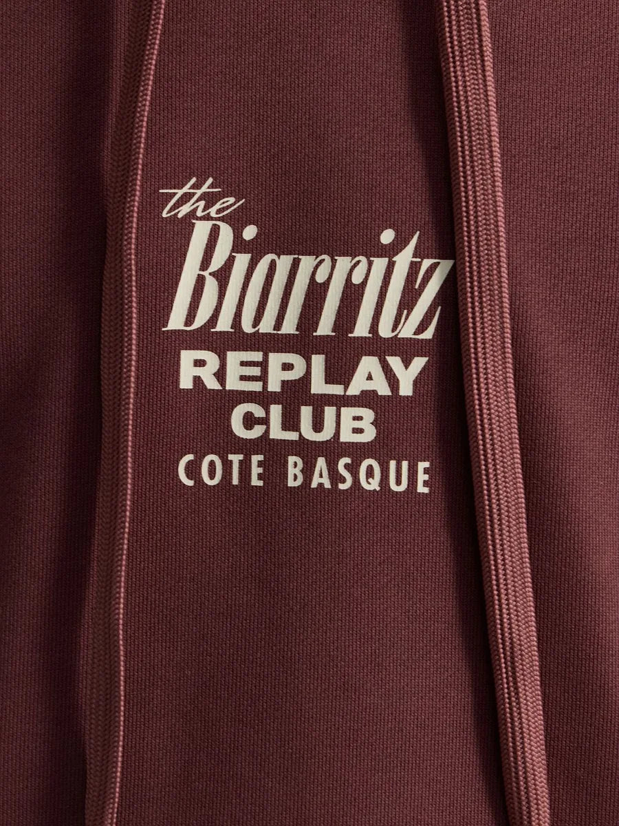 REPLAY MEN'S TERRY COTTON HOODIE WITH PRINT