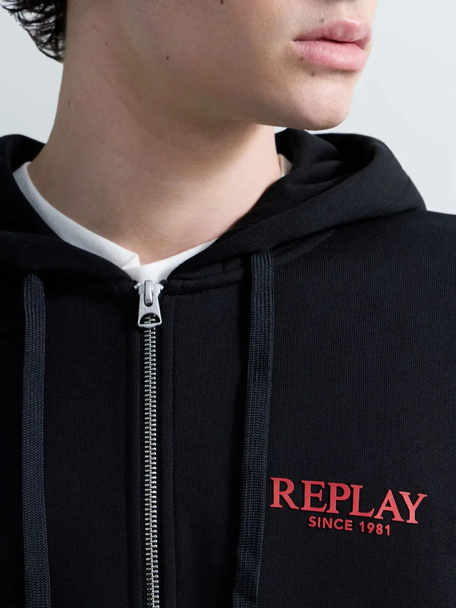 REPLAY MEN'S TERRY COTTON ZIP-UP HOODIE