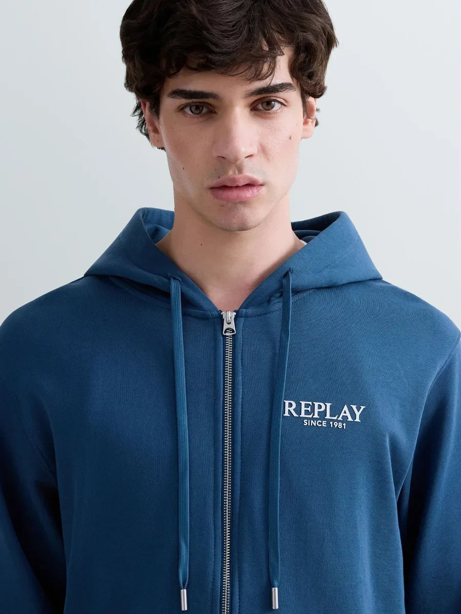 REPLAY MEN'S TERRY COTTON ZIP-UP HOODIE