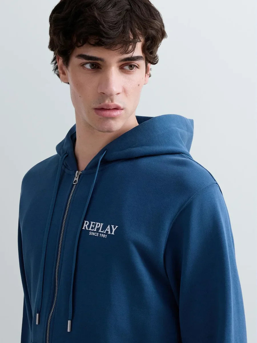 REPLAY MEN'S TERRY COTTON ZIP-UP HOODIE