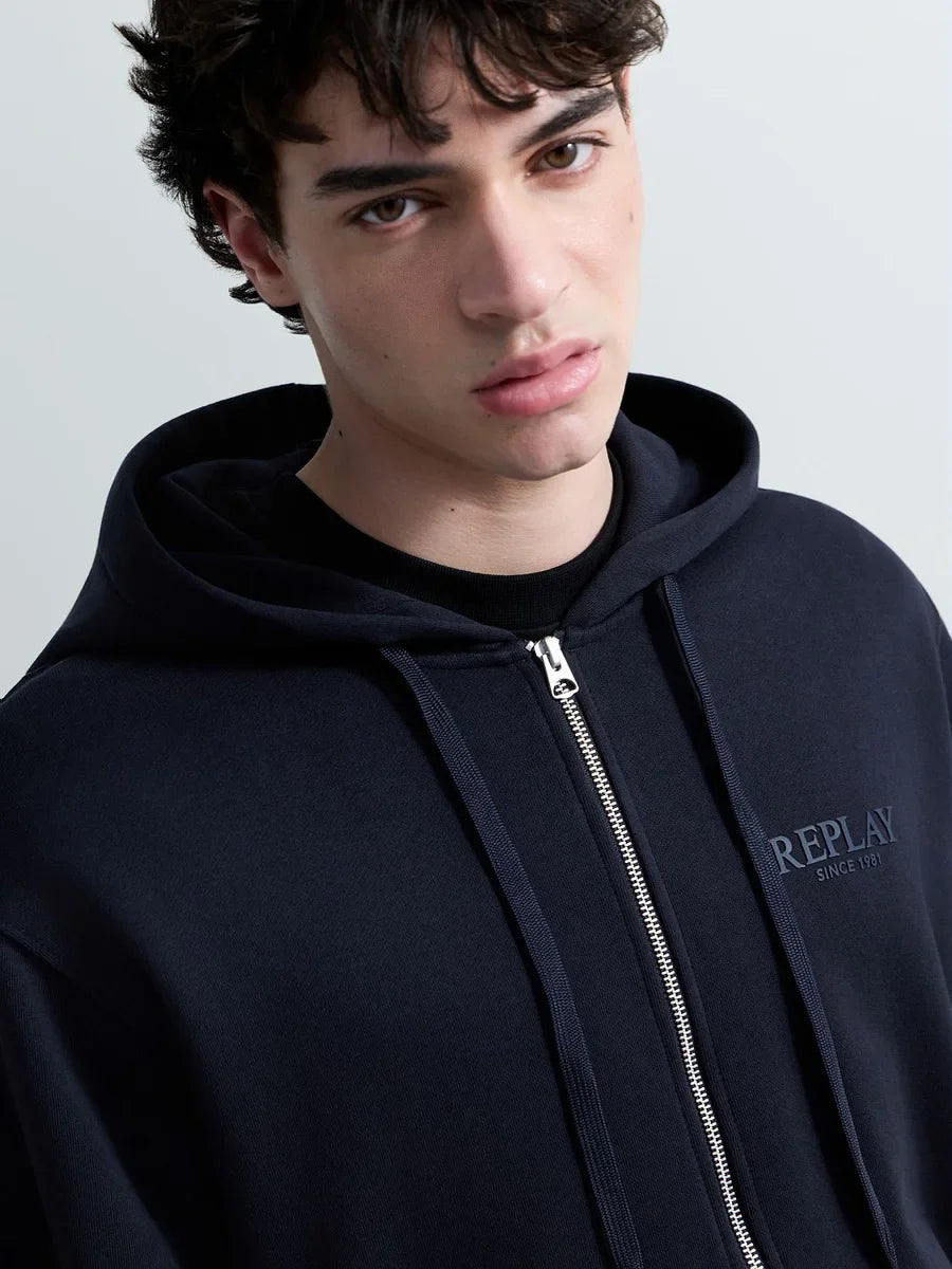 REPLAY MEN'S TERRY COTTON ZIP-UP HOODIE