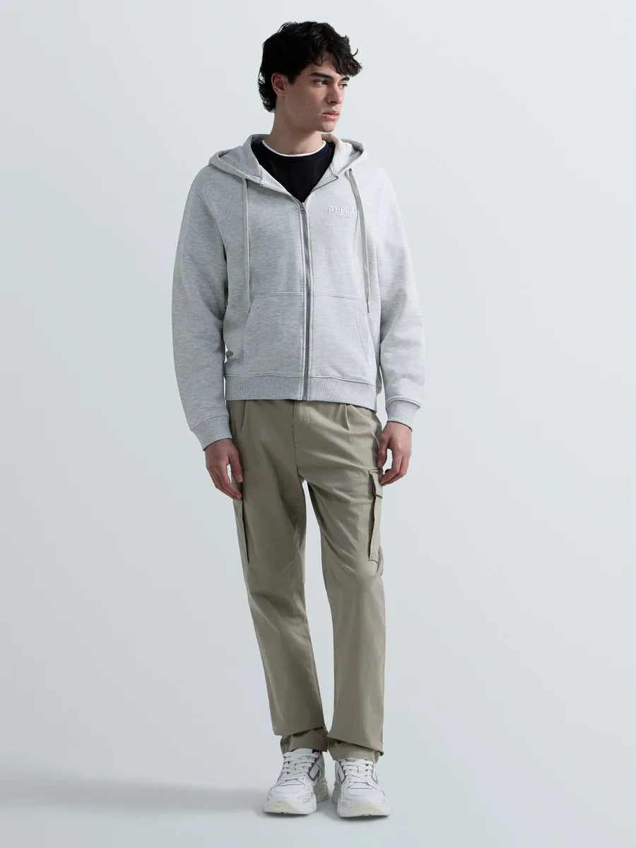 REPLAY MEN'S TERRY COTTON ZIP-UP HOODIE