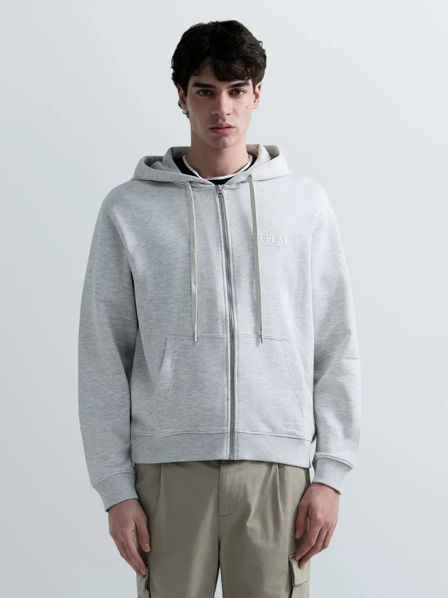 REPLAY MEN'S TERRY COTTON ZIP-UP HOODIE