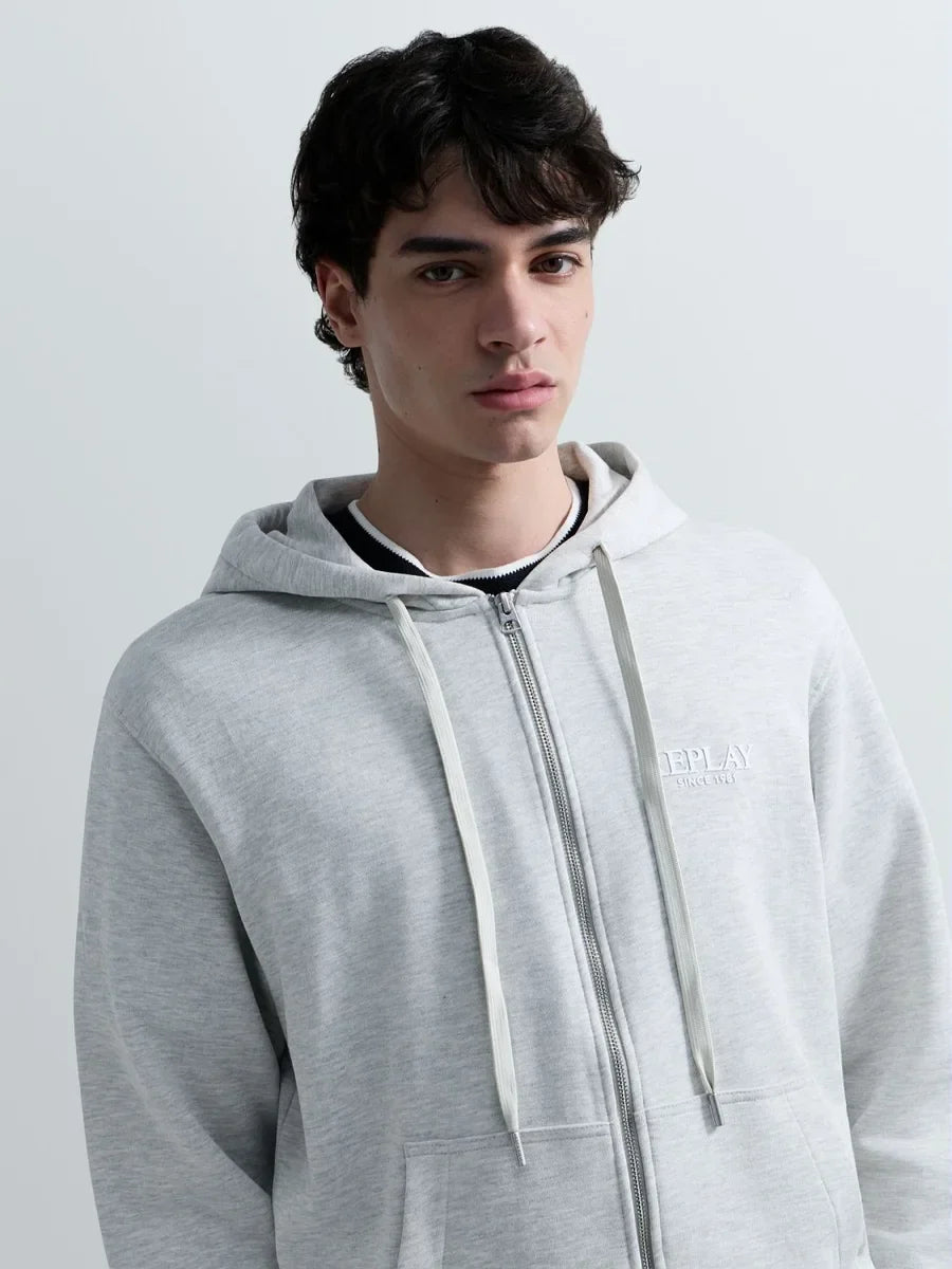 REPLAY MEN'S TERRY COTTON ZIP-UP HOODIE