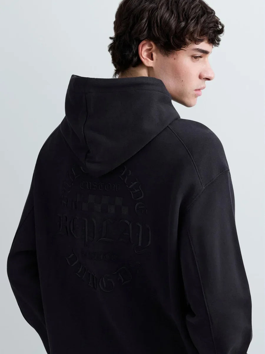 REPLAY MEN'S COTTON HOODY WITH LOGO