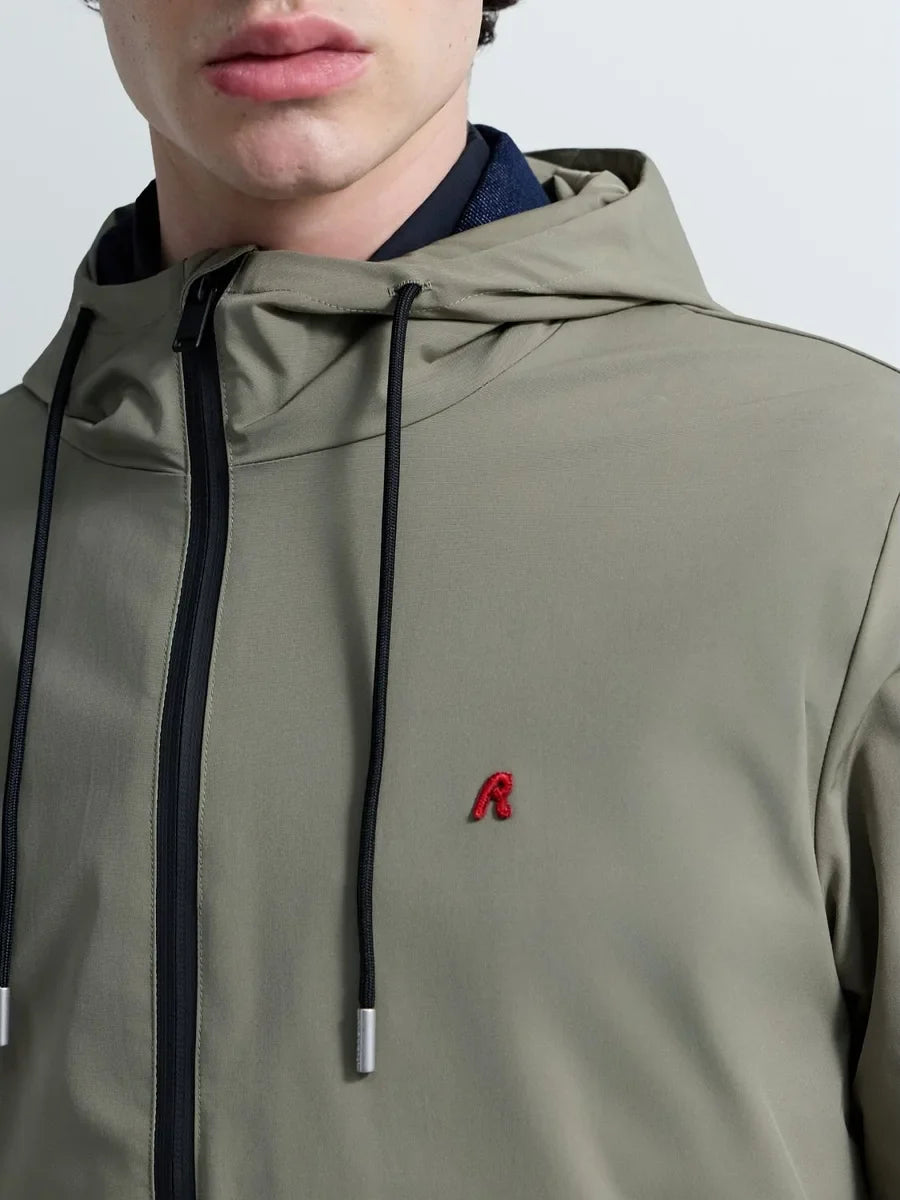 REPLAY MEN'S JACKET WITH HOOD AND R LOGO