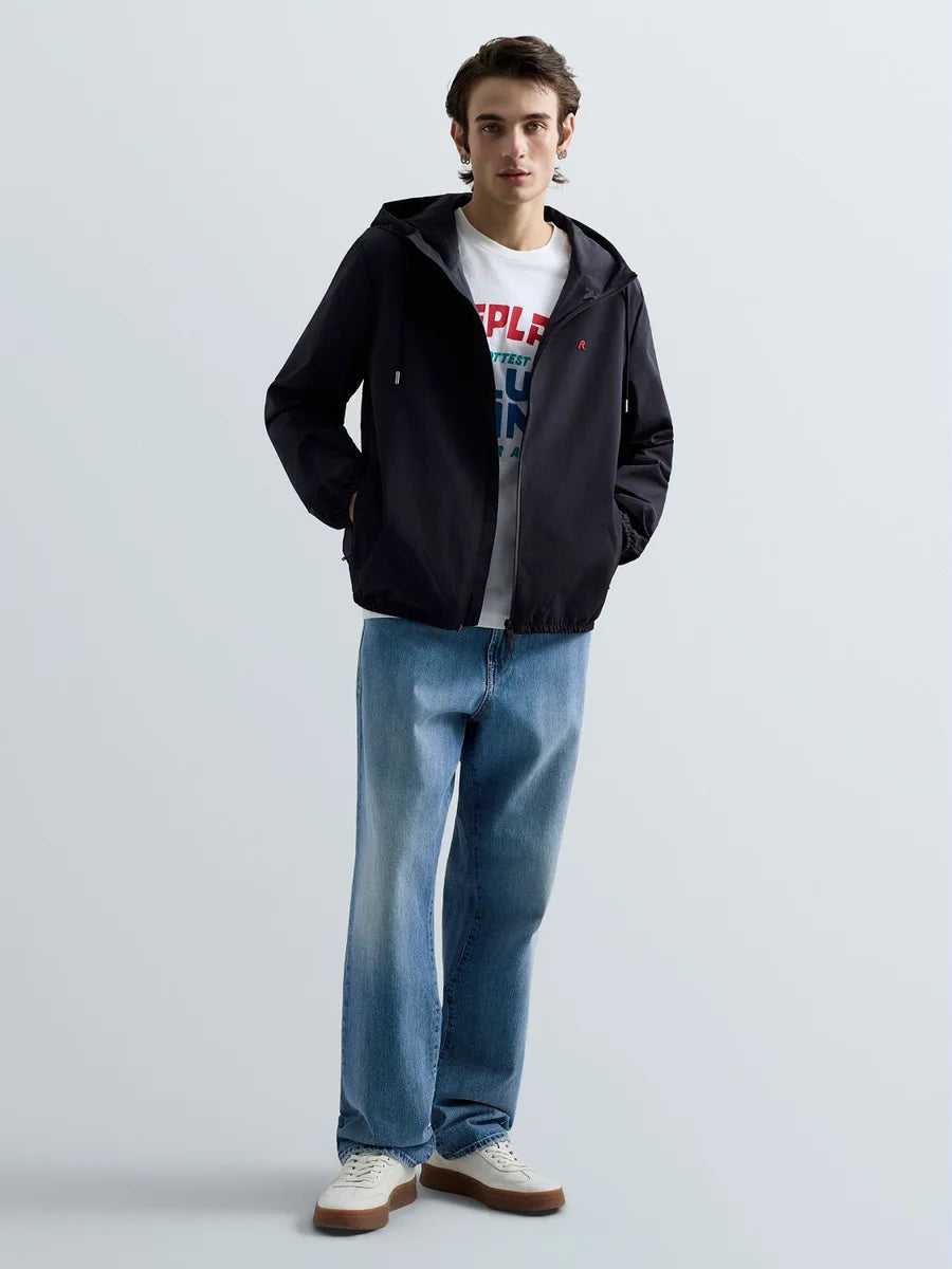 REPLAY MEN'S JACKET WITH HOOD AND R LOGO
