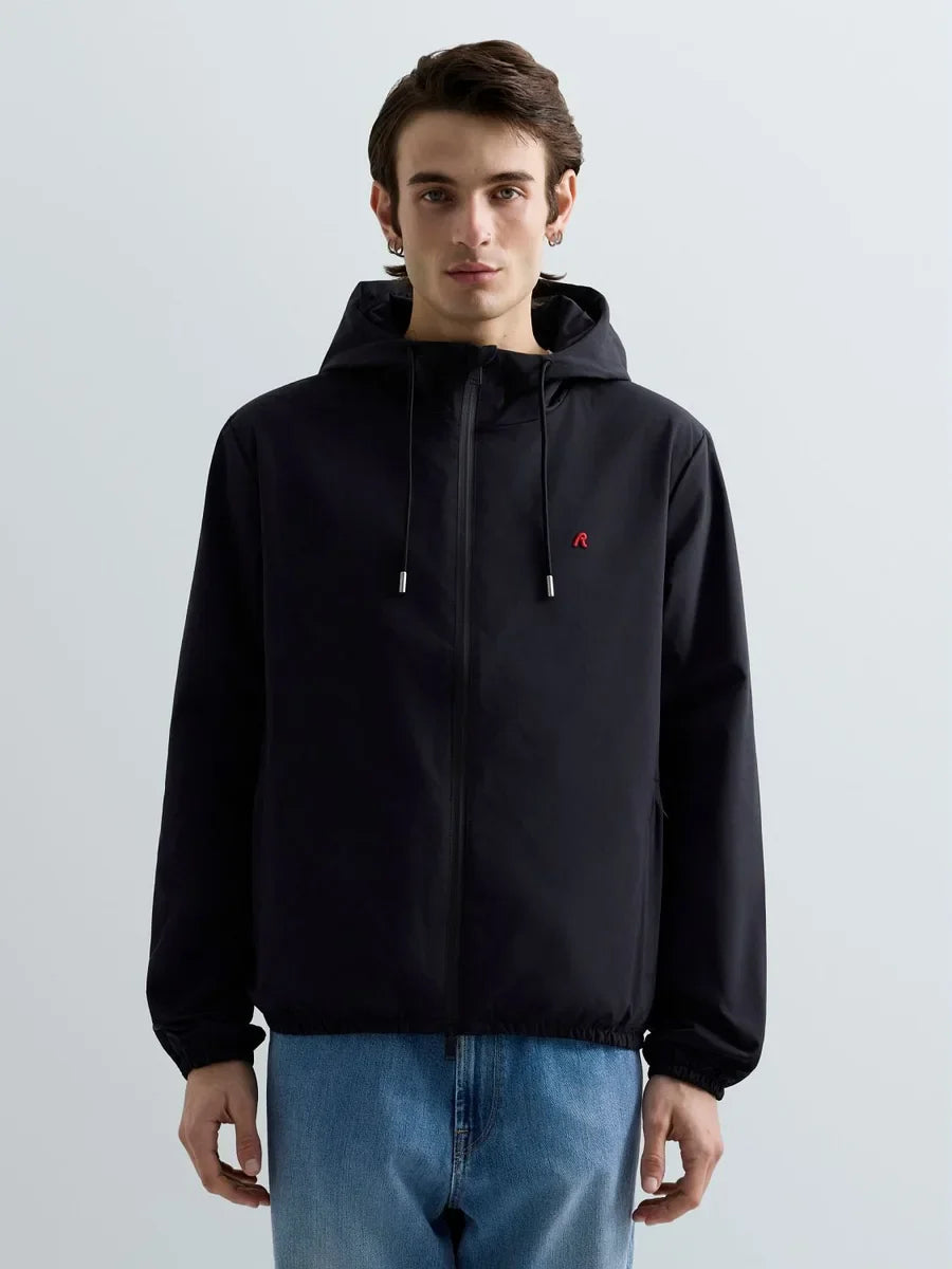 REPLAY MEN'S JACKET WITH HOOD AND R LOGO