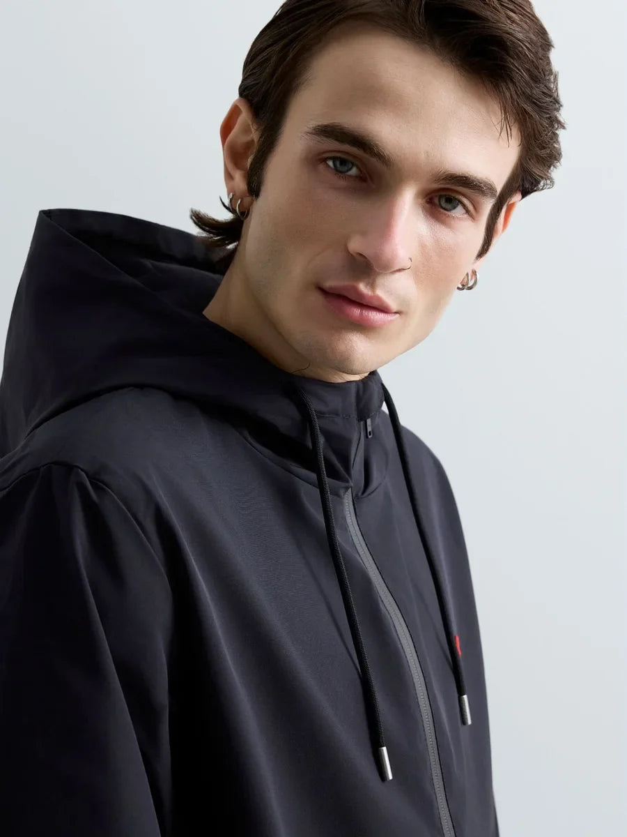 REPLAY MEN'S JACKET WITH HOOD AND R LOGO