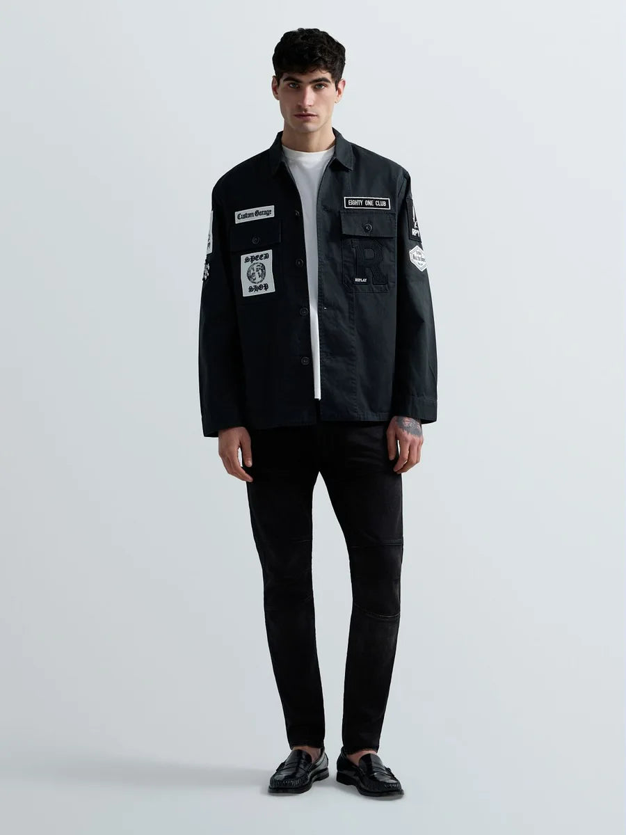 REPLAY MEN'S OVERSHIRT WITH PATCH AND LOGO