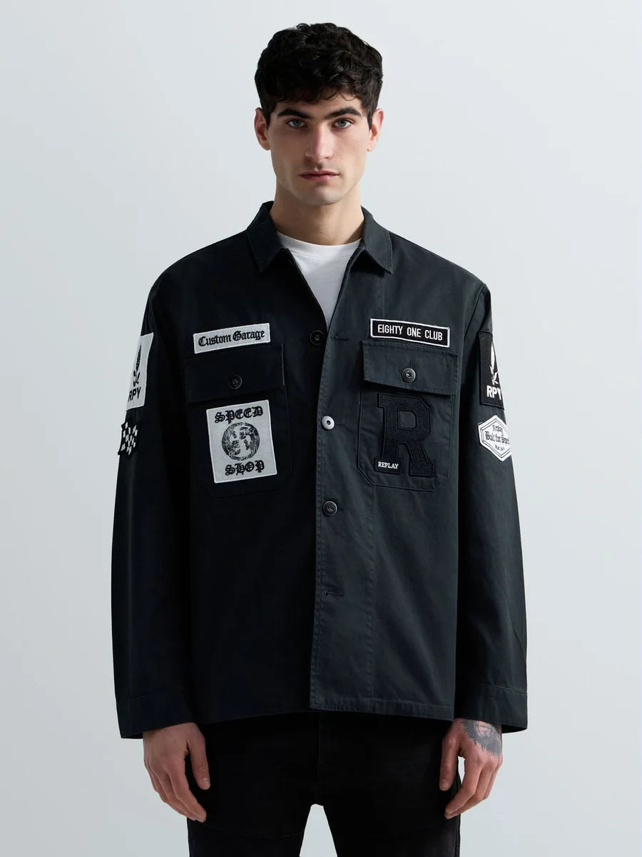 REPLAY MEN'S OVERSHIRT WITH PATCH AND LOGO