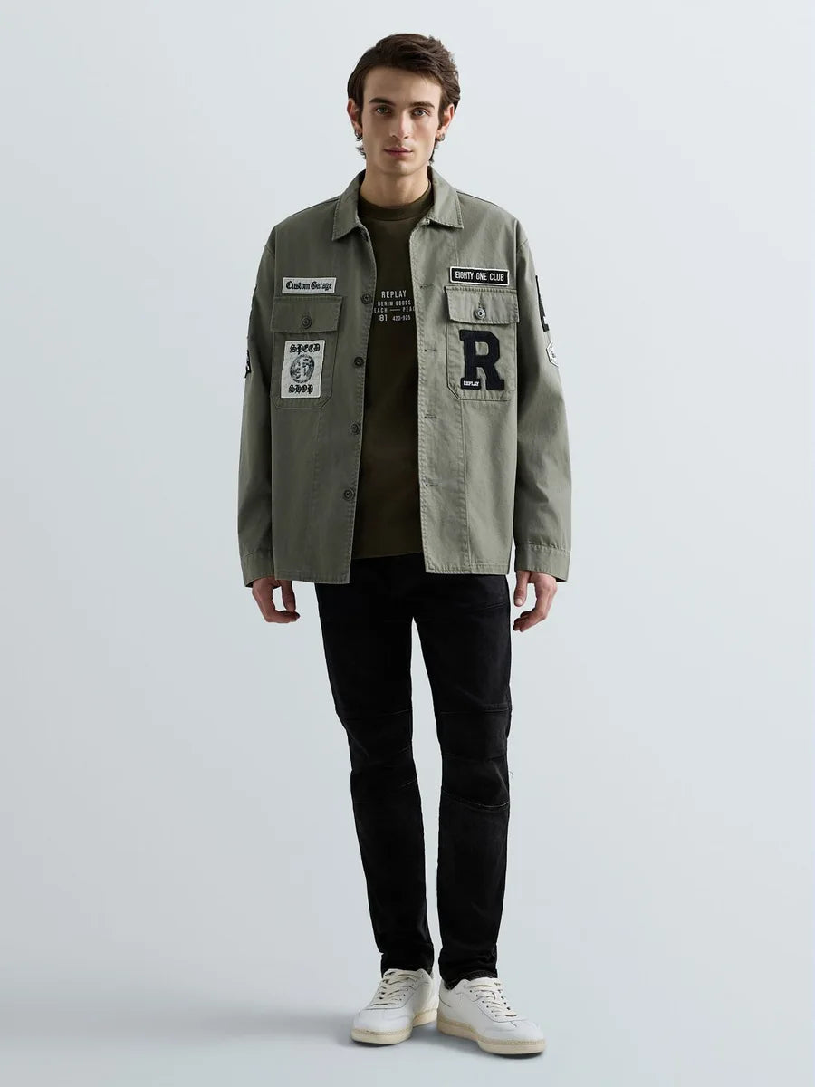 REPLAY MEN'S OVERSHIRT WITH PATCH AND LOGO