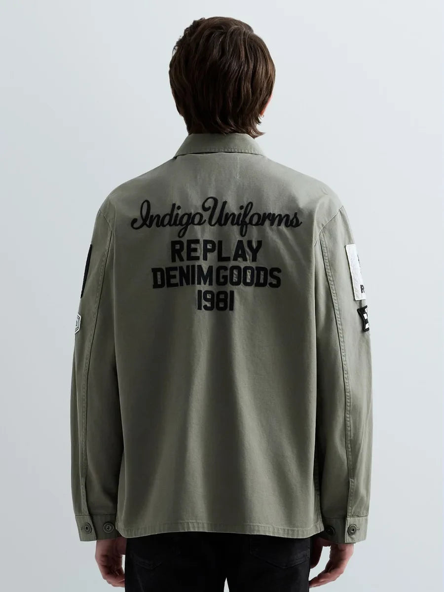 REPLAY MEN'S OVERSHIRT WITH PATCH AND LOGO