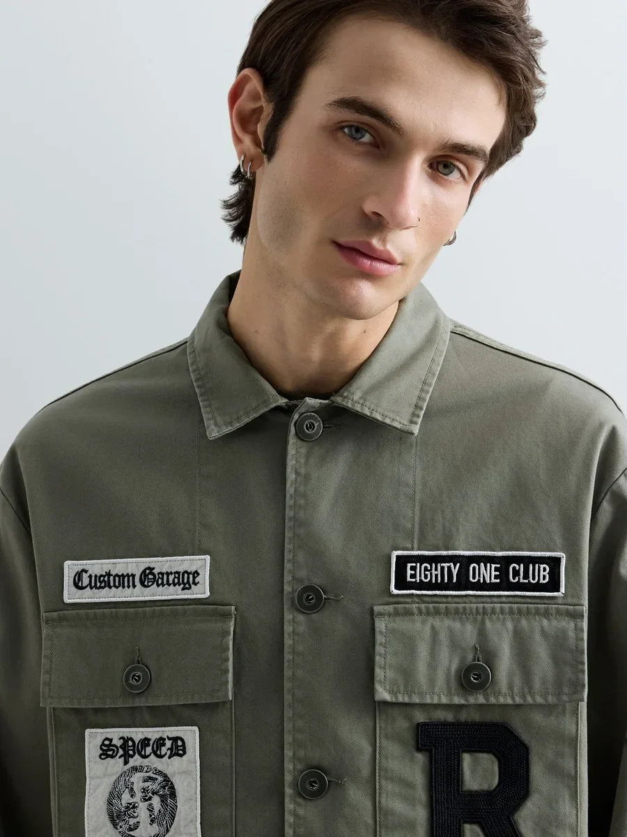 REPLAY MEN'S OVERSHIRT WITH PATCH AND LOGO