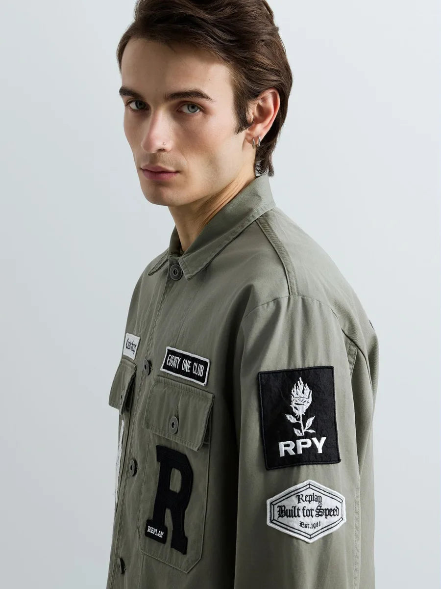 REPLAY MEN'S OVERSHIRT WITH PATCH AND LOGO
