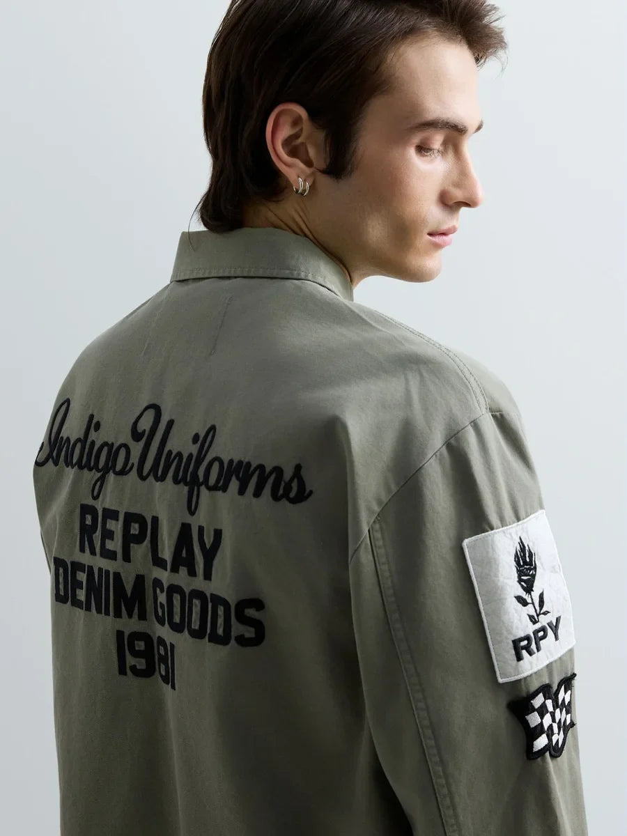 REPLAY MEN'S OVERSHIRT WITH PATCH AND LOGO
