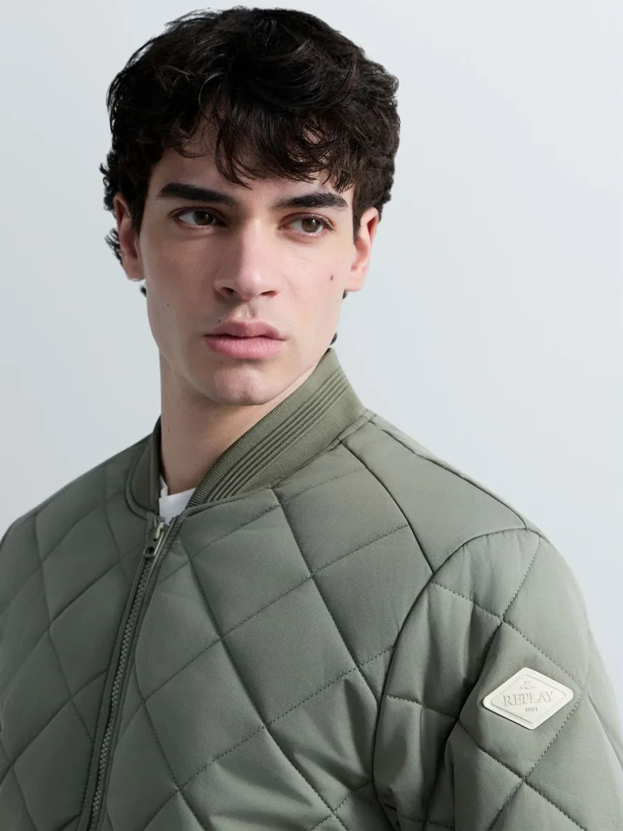 REPLAY MEN'S QUILTED RIPSTOP BOMBER JACKET