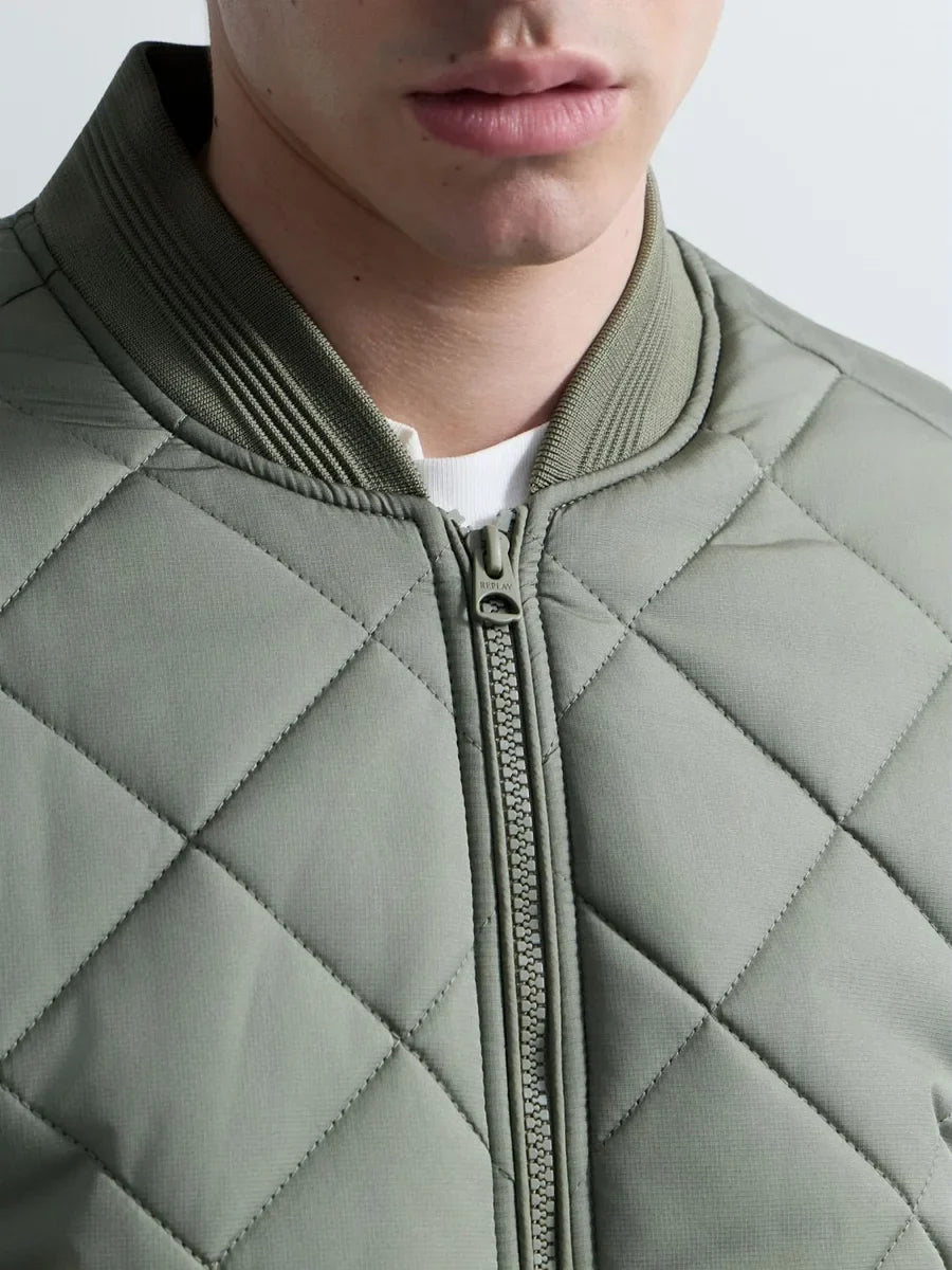REPLAY MEN'S QUILTED RIPSTOP BOMBER JACKET