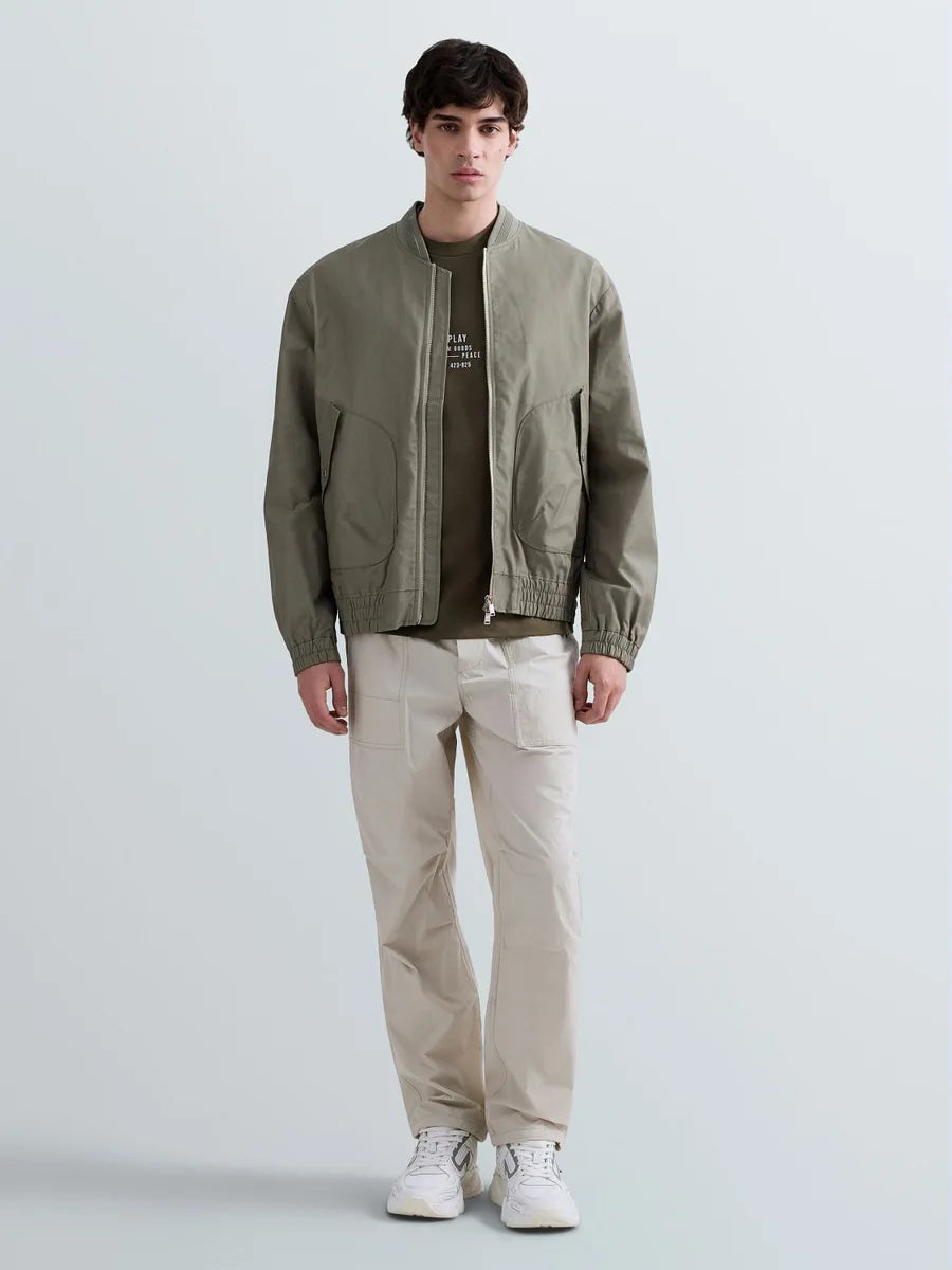 REPLAY MEN'S TWILL BOMBER WITH LETTERING