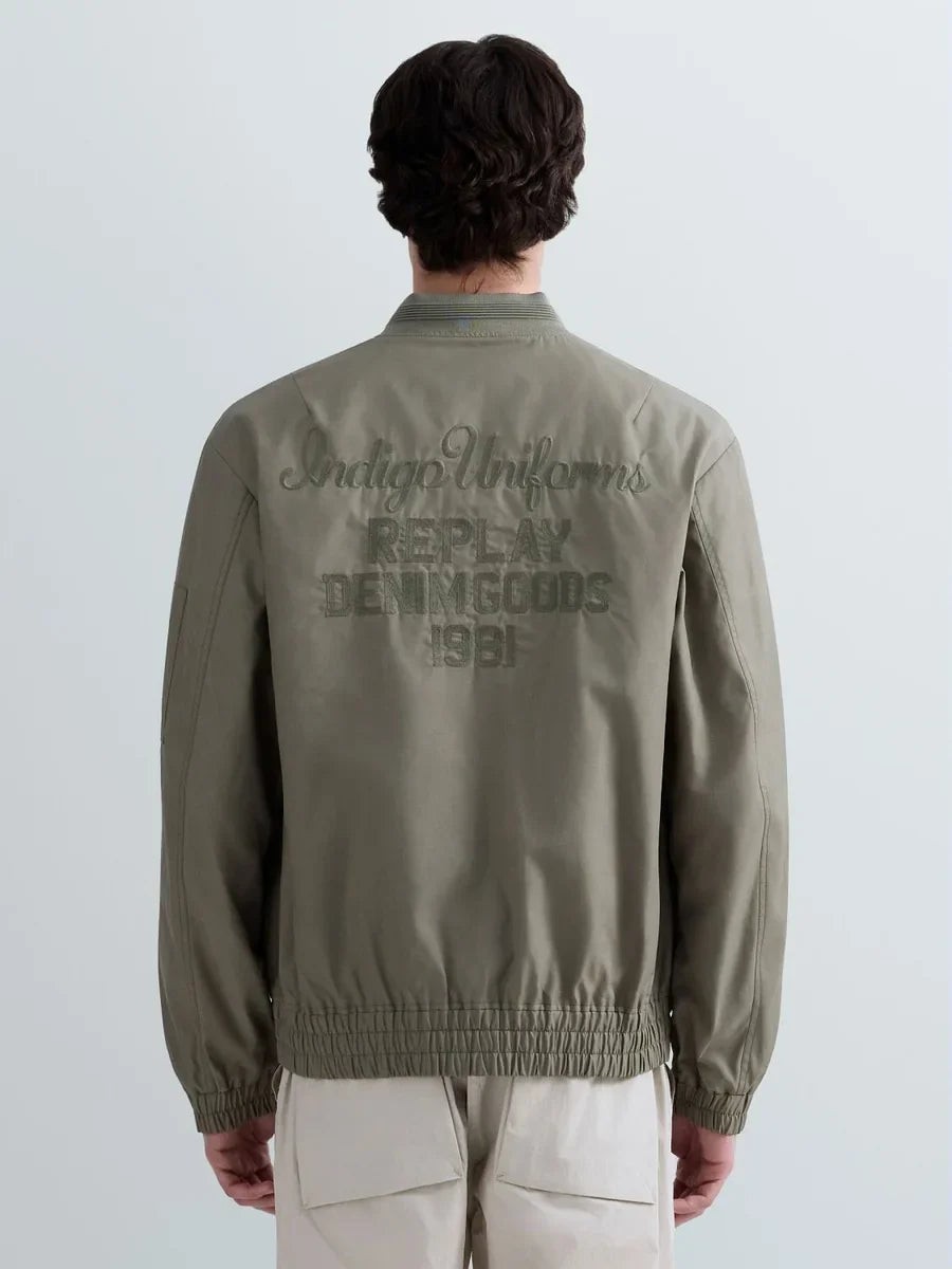 REPLAY MEN'S TWILL BOMBER WITH LETTERING