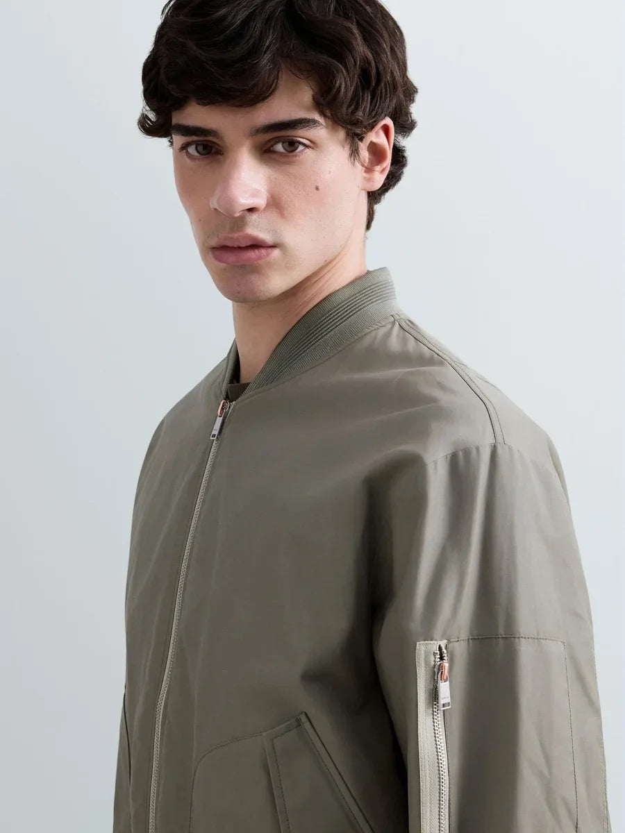 REPLAY MEN'S TWILL BOMBER WITH LETTERING