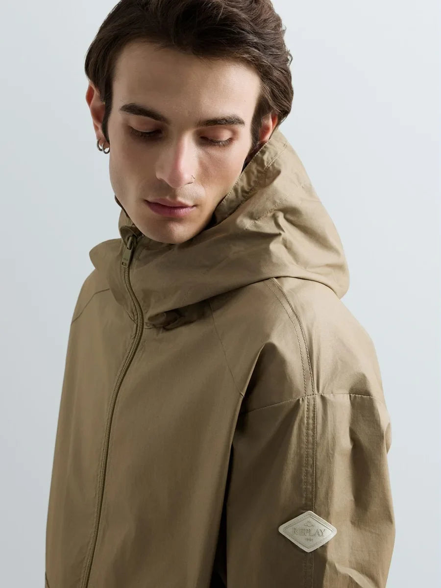 REPLAY MEN'S HOODED TWILL JACKET