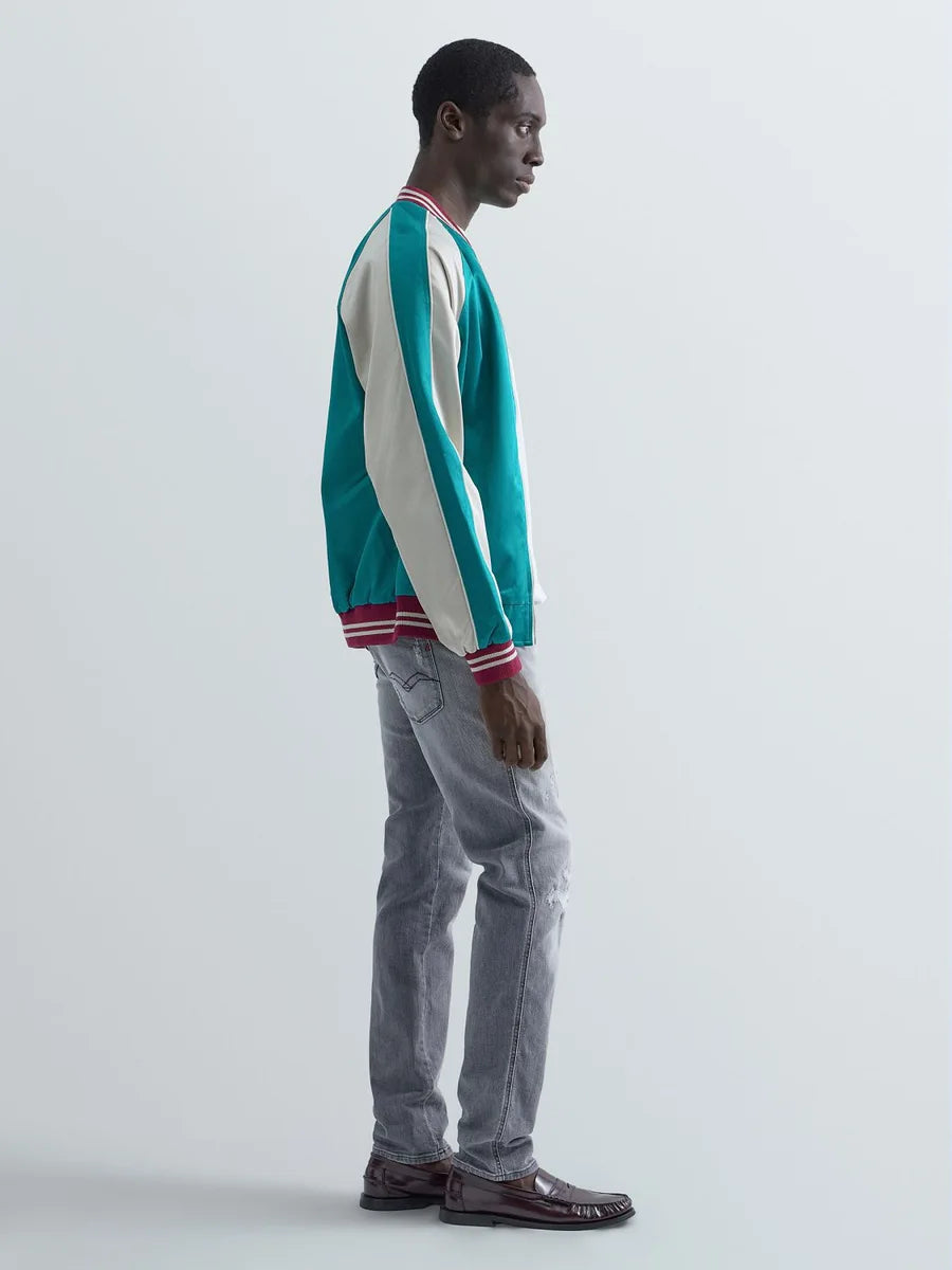 REPLAY MEN'S SATIN BOMBER JACKET WITH DRAGON