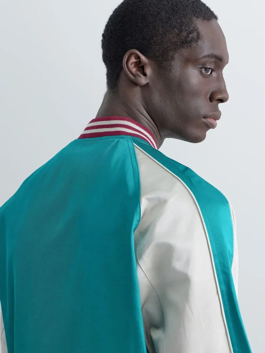 REPLAY MEN'S SATIN BOMBER JACKET WITH DRAGON