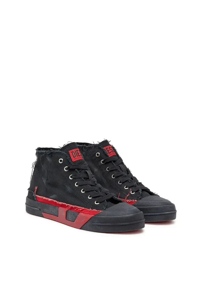Diesel Men's S-D-Verse-Distressed high-top sneakers in canvas