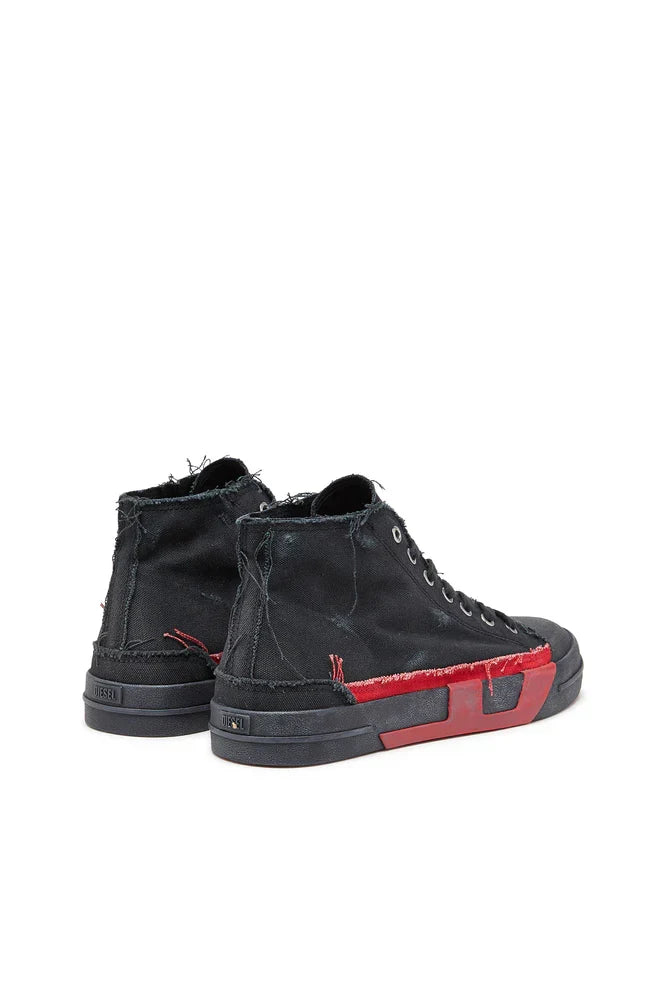 Diesel Men's S-D-Verse-Distressed high-top sneakers in canvas