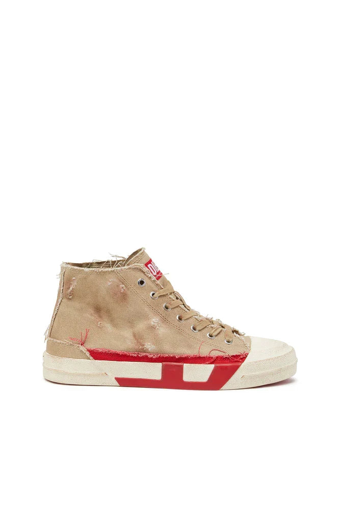 Diesel Men's S-D-Verse-Distressed high-top sneakers in canvas