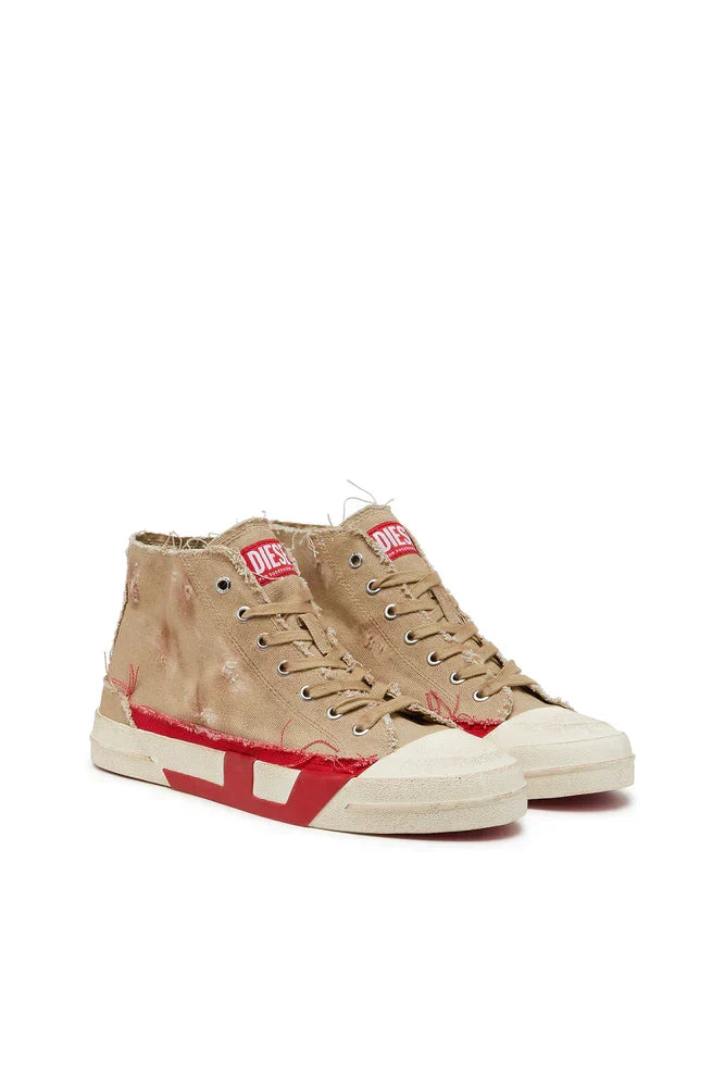 Diesel Men's S-D-Verse-Distressed high-top sneakers in canvas
