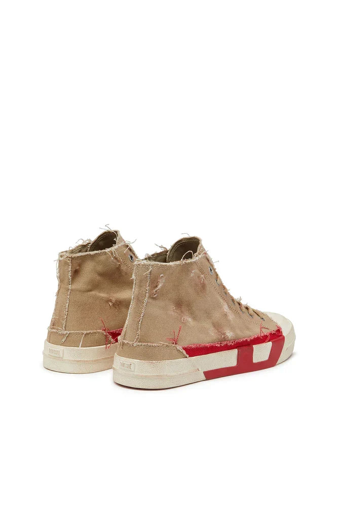 Diesel Men's S-D-Verse-Distressed high-top sneakers in canvas