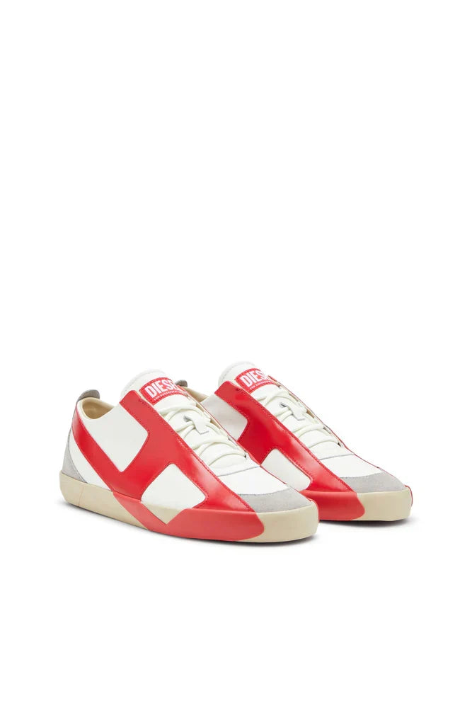 Diesel Men's S-Slante-D-Sneakers in suede and leather with D logo