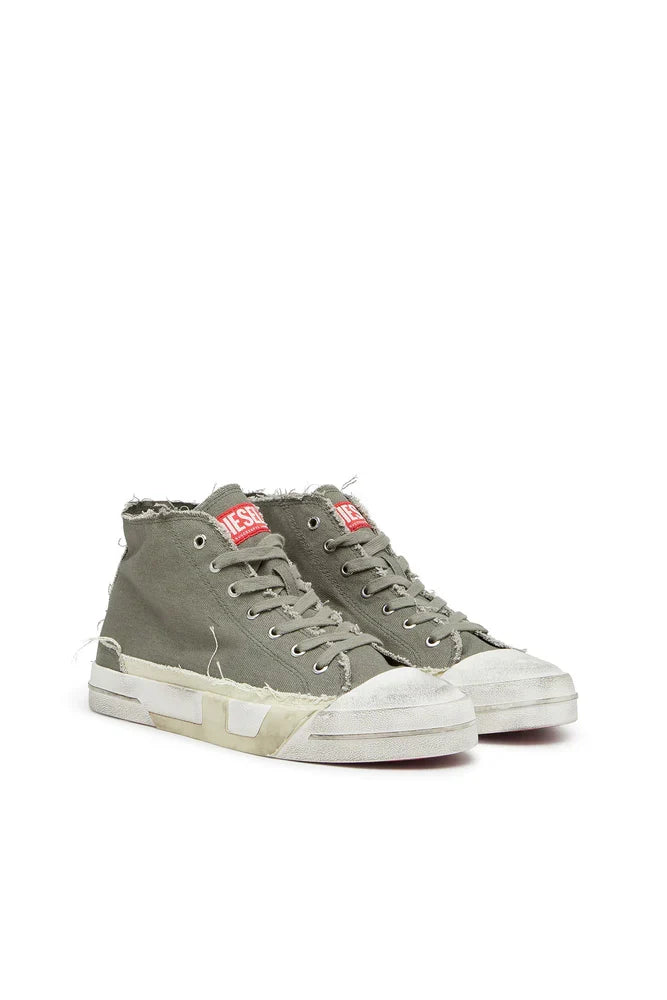 Diesel Men's S-D-Verse-Distressed high-top sneakers in canvas