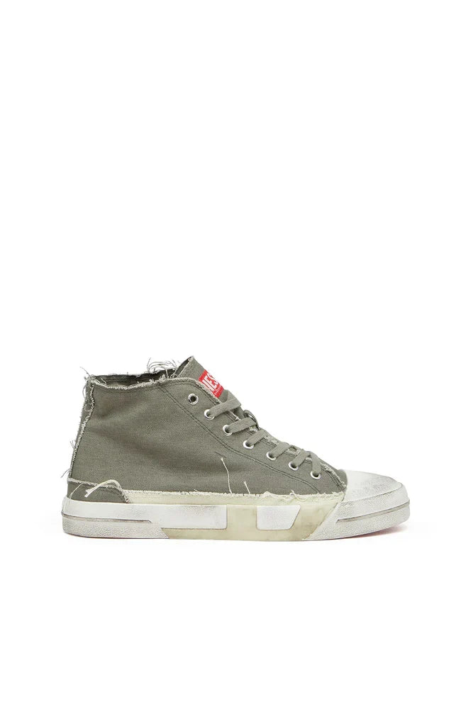 Diesel Men's S-D-Verse-Distressed high-top sneakers in canvas