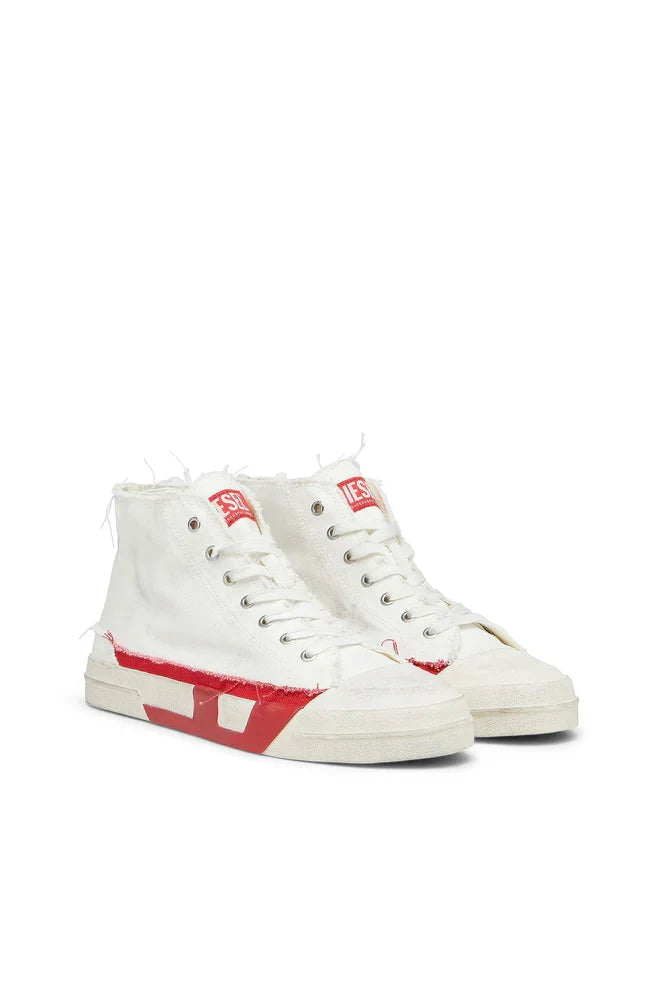 Diesel Men's S-D-Verse-Distressed high-top sneakers in canvas
