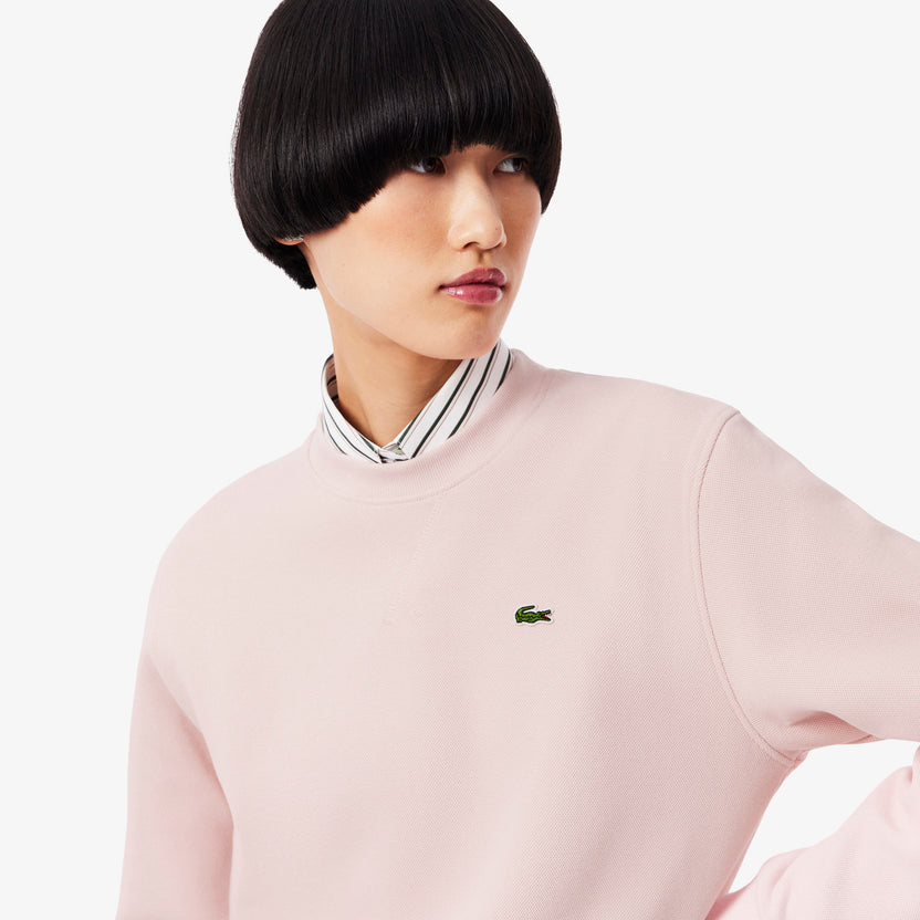 Lacoste Women's Relaxed fit piqué crew neck sweatshirt
