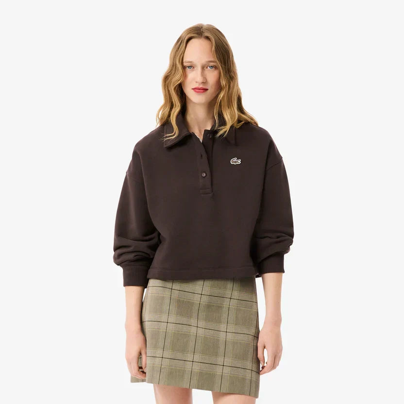 Lacoste Women's Oversized fleece polo collar sweatshirt