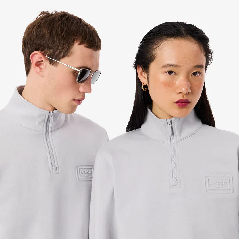 Lacoste High neck embossed zipped sweatshirt
